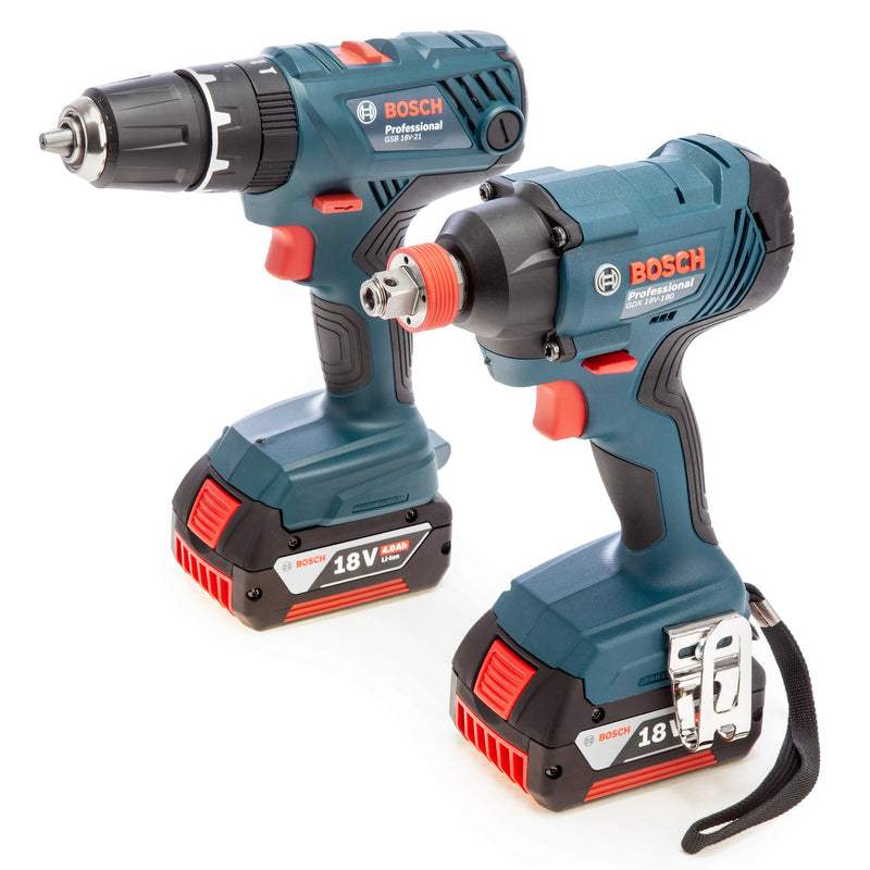 Bosch Bosch 18V Twin Pack - GSB 18V-21 Combi + GDX 18V-180 Impact Driver/Wrench (2 x 4.0Ah Batteries) 0615990M73