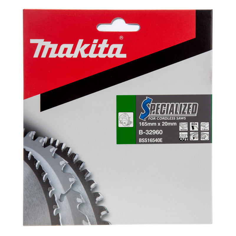 Makita Makita B-32960 Specialized Circular Saw Blade for Cordless Saws 165mm x 20mm x 40T B-32960