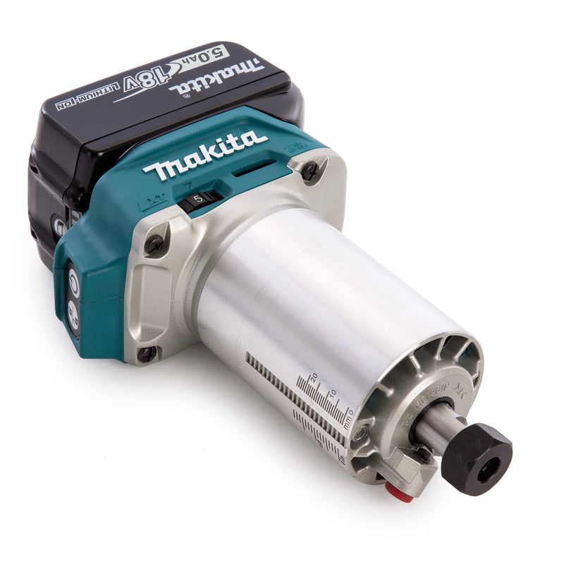 Makita Makita DRT50RTJX2 18V Brushless Router/Trimmer with 3 Bases & 2 Guides (2 x 5.0Ah Batteries) DRT50RTJX2