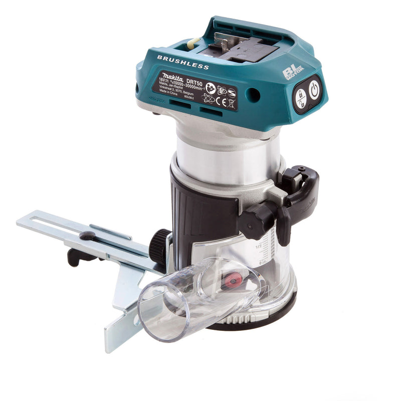 Makita Makita DRT50RTJX2 18V Brushless Router/Trimmer with 3 Bases & 2 Guides (2 x 5.0Ah Batteries) DRT50RTJX2