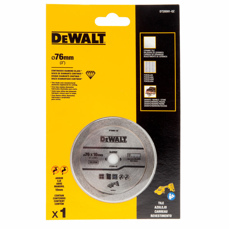 Dewalt Dewalt DT20591 Diamond Wheel Continuous Tile Blade 76mm DT20591-QZ