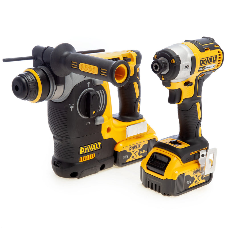 Dewalt Dewalt DCK2532P2 18V XR SDS Plus Hammer & Impact Driver Twin Pack (2 x 5.0Ah Batteries) in TSTAK Box DCK2532P2