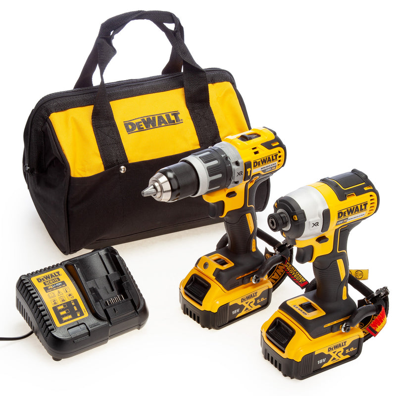 Dewalt Dewalt DCK266P2LR 18V XR Combi Drill & Impact Driver Twin Pack Lanyard Ready (2 x 5.0Ah Batteries) DCK266P2LR-GB