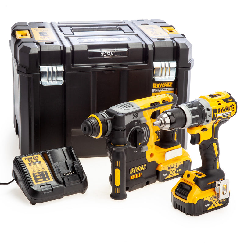 Dewalt Dewalt DCK207P2T 18V XR SDS Plus Hammer & Combi Drill Twin Pack (2 x 5.0Ah Batteries) in TSTAK Box DCK207P2T-GB