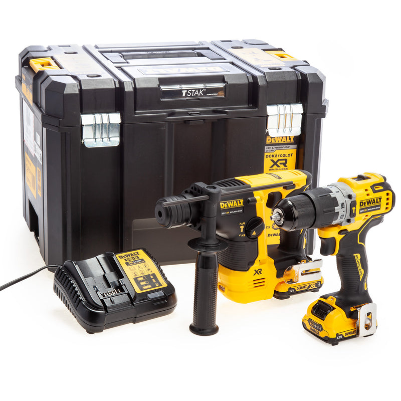 Dewalt Dewalt DCK2102L2T 12V XR SDS Plus Hammer & Drill Driver Twin Pack (2 x 5.0Ah Batteries) in TSTAK Box DCK2102L2T-GB