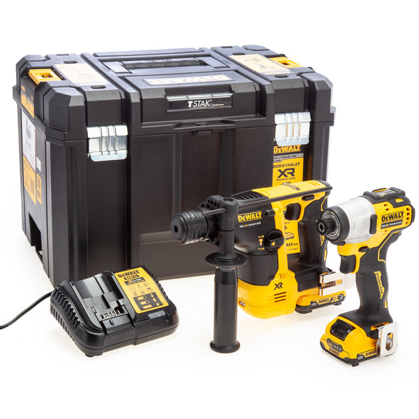 Dewalt Dewalt DCK2104L2T 12V XR SDS Plus Hammer & Impact Driver Twin Pack (2x 3.0Ah Batteries) in TSTAK Box DCK2104L2T-GB