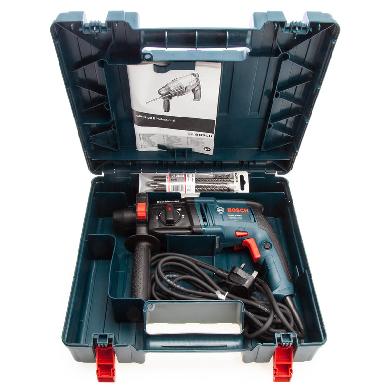 Bosch Bosch GBH220D SDS+ Rotary Hammer 2kg in Case with 3 Drills 240V 061125A477