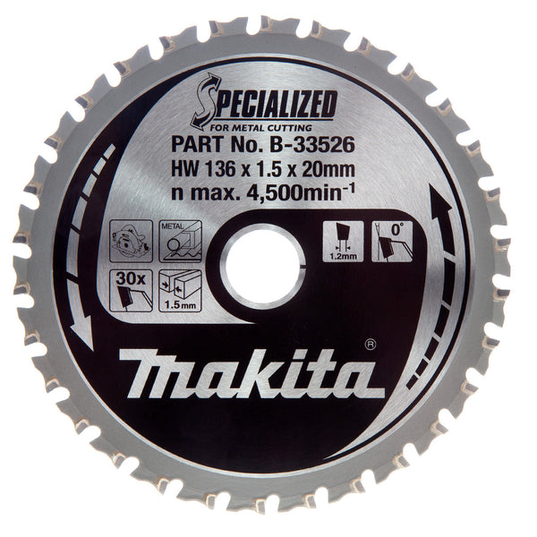 Makita Makita B-33526 Specialized Circular Saw Blade for Metal Cutting 136mm x 20mm x 30T B-33526