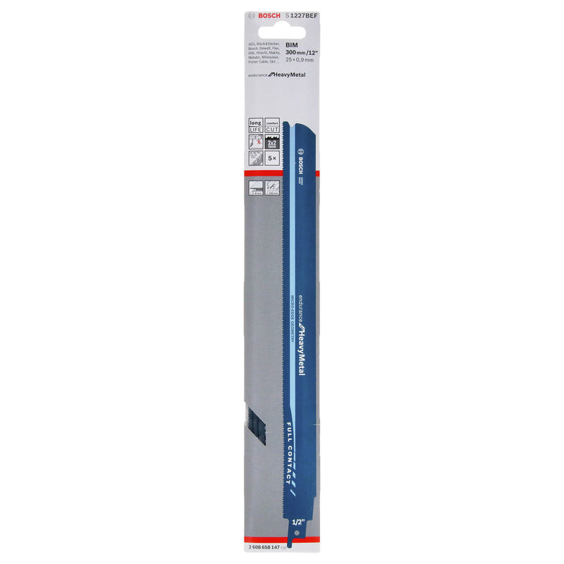 Bosch Bosch S1227BEF Endurance Reciprocating Saw Blades for Heavy Metal 300mm (Pack Of 5) 2608658147