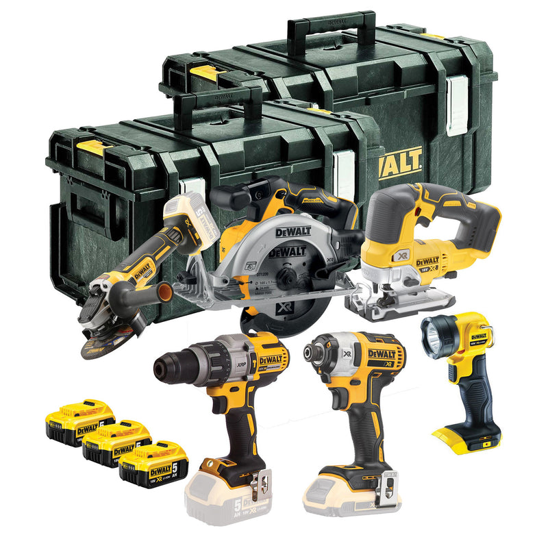 Dewalt Dewalt DCK664P3 18V XR 6 Piece Kit (3 x 5.0Ah Batteries) with 2 x TOUGHSYSTEM Boxes DCK664P3-GB