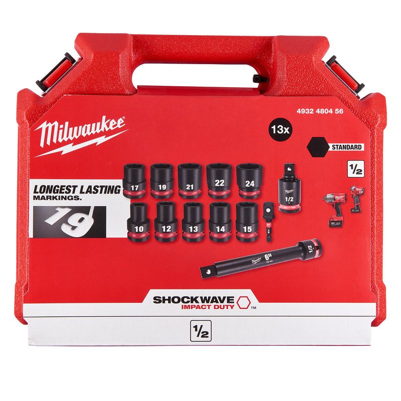 Milwaukee Milwaukee 4932480456 1/2" Shockwave Standard Socket Set (13 Piece) 4932480456