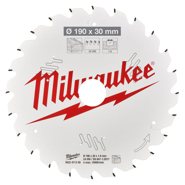 Milwaukee Milwaukee 4932471300 Circular Saw Blade for Wood 190 x 30mm x 24T 4932471300