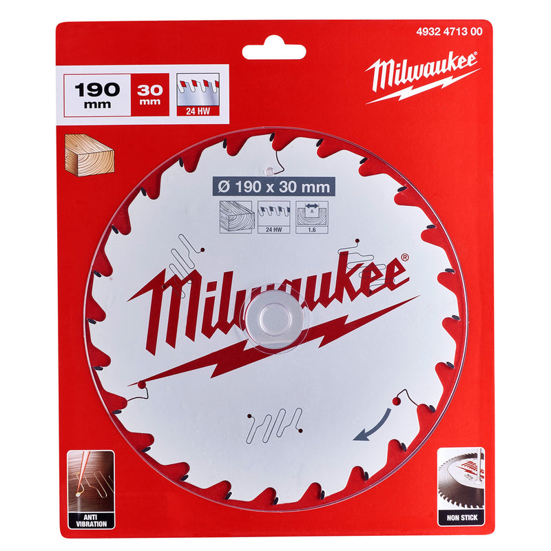 Milwaukee Milwaukee 4932471300 Circular Saw Blade for Wood 190 x 30mm x 24T 4932471300