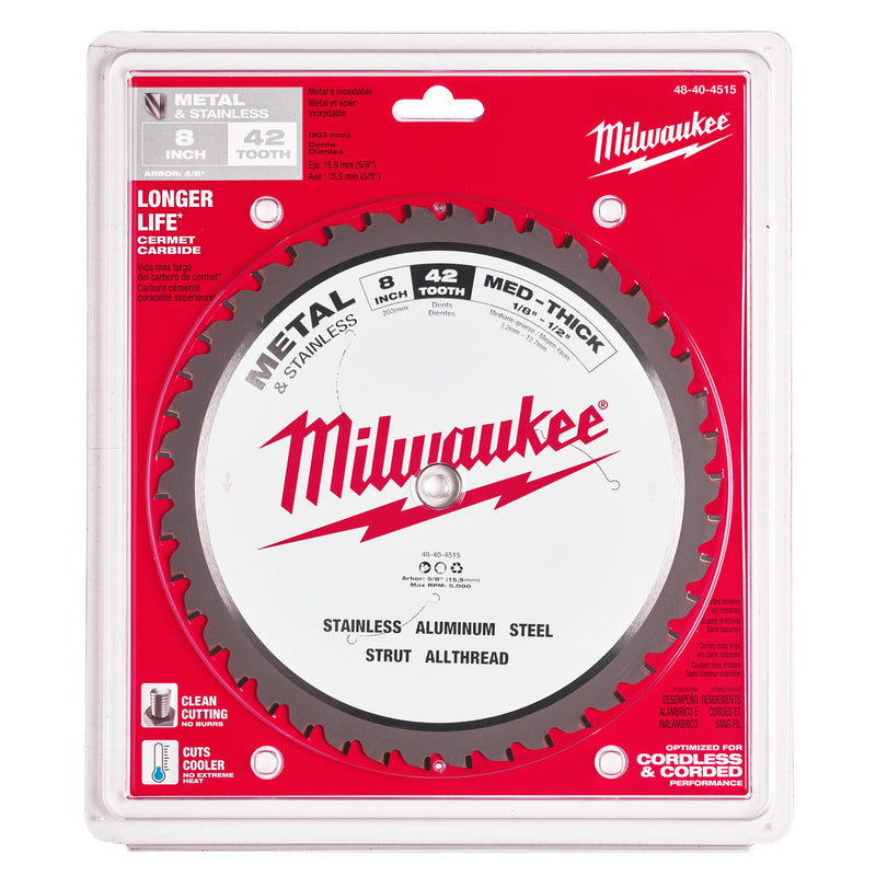 Milwaukee Milwaukee 48404515 Circular Saw Blade for Metal 203 x 15.87mm x 42T 48404515