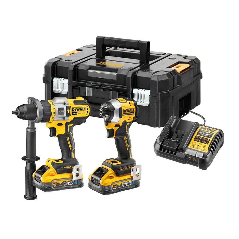 Dewalt Dewalt DCK2052H2T 18V XR Combi Drill & Impact Driver Twin Pack (2 x 5.0Ah Powerstack Batteries) DCK2052H2T-GB