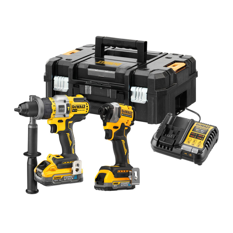 Dewalt Dewalt DCK2052H1E1T 18V XR Combi Drill & Impact Driver Twin Pack (2 x Powerstack Batteries) DCK2052H1E1T-GB