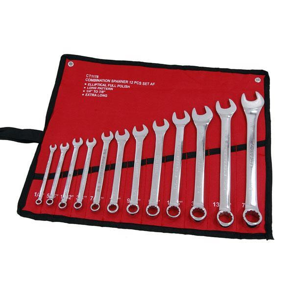 12PC SPANNER SET COMBINATION IMPERIAL AF 1/4 To 7/8" Ring Open Ended Tool CT1178